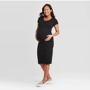 Women’s Plus Short Sleeve T-Shirt Maternity Stretch Cotton Black Dress XXL
